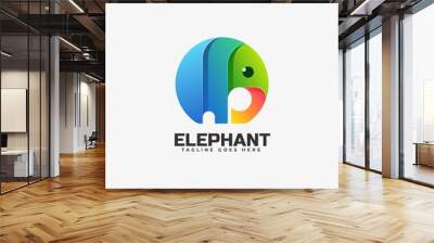 Vector Logo Illustration Elephant Gradient Colorful Style. Wall mural