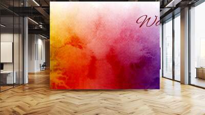 Abstract horizontal background with rainbow watercolor stains Wall mural