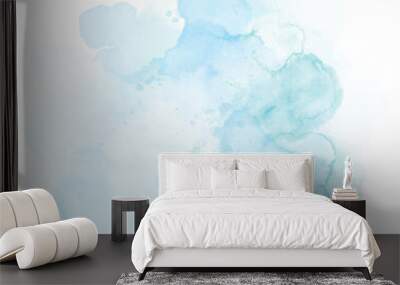 Abstract soft blue of splashing watercolor hand-painted background Wall mural