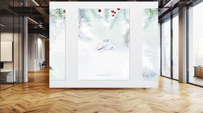 Collection of Christmas watercolor natural art background set Wall mural