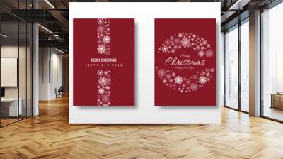 Merry Christmas card set decoration with snowflake Wall mural