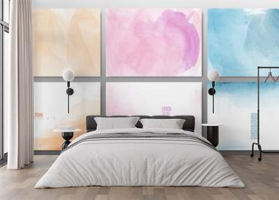 Set of pastel color watercolor background Wall mural