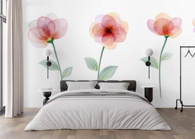 Set watercolor hand painted with colourful flower Wall mural