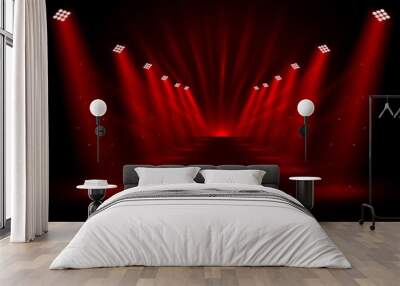 Glowing red spotlights Wall mural