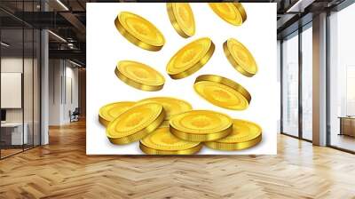 Gold coins falling Wall mural