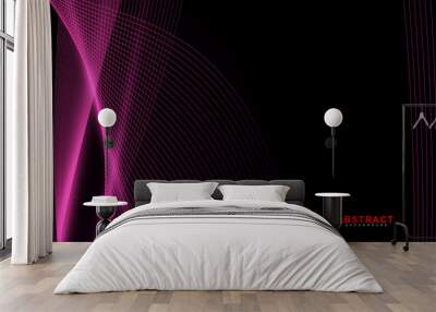 abstarct geometric background. Glowing line wave on dark. New texture for your design. Wall mural