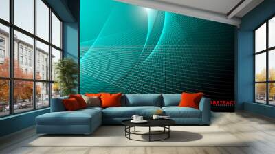 abstarct geometric background. Glowing line wave on dark. New texture for your design. Wall mural