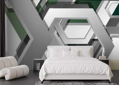 Abstract geometric background with hexagons, foliage color composition. Vector illustration Wall mural