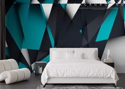 Vector Background Triangle Mosaic with a combination of blue, gray and white. Geometric illustration style with gradients and transparency. Wall mural