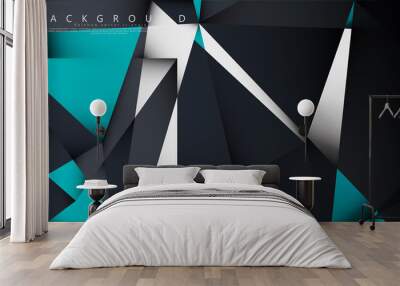 Vector Background Triangle Mosaic with a combination of blue, gray and white. Geometric illustration style with gradients and transparency. Wall mural