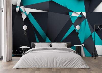 Vector Background Triangle Mosaic with a combination of blue, gray and white. Geometric illustration style with gradients and transparency. Wall mural