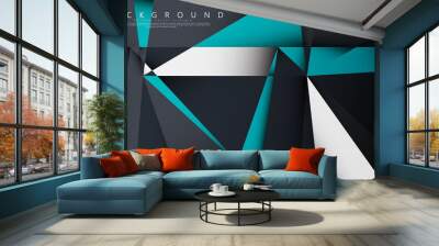 Vector Background Triangle Mosaic with a combination of blue, gray and white. Geometric illustration style with gradients and transparency. Wall mural