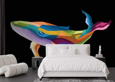 colorful whale pop art portrait isolated decoration Wall mural