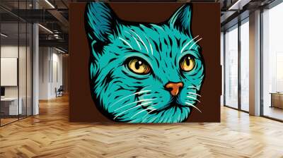 hand drawn cat t shirt design tattoo design Wall mural