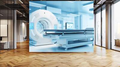 Advanced x-ray or mri scan medical diagnosis machine at hospital health care lab as wide banner with copy space area  Wall mural