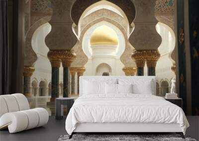 Grand sheikh zayed mosque in UAE, Abu dhabi, islam religious  place of worship, muslim praying  Wall mural