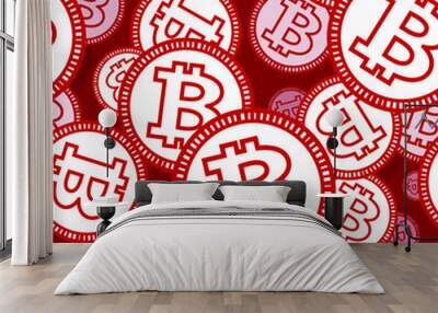 Printable seamless vector pattern of digital bitcoin crypto currency symbols. Wall mural