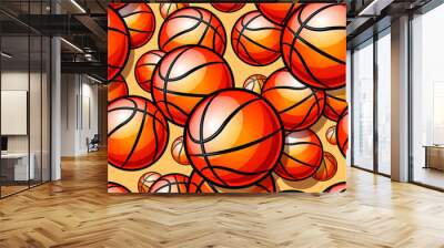 Seamless pattern with basketball balls vector digital paper design Wall mural