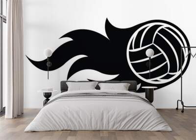 Vector illustration of volleyball ball with classic simple flame shape. Wall mural