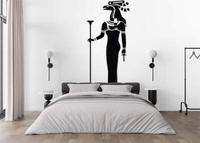 Ancient egyptian wadjet god silhouette. middle east nurse queen with crown and scepter Wall mural