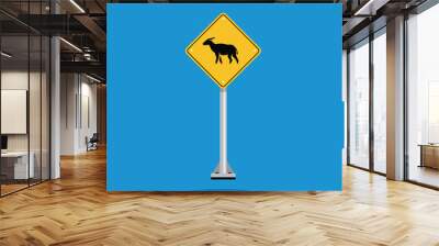 road sign icon, anoa crossing on yellow rhombus. board.suitable for poster use and web icon Wall mural