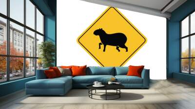 road sign icon, capybara crossing road on yellow rhombus board. suitable for poster use and web icon	
 Wall mural