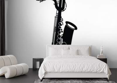 wind instrument logo illustration, baritone saxophone silhouette suitable for music stores and communities Wall mural