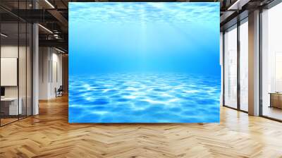 under sea ocean in clean and clear water with ray of sunlight from surface for background concept design Wall mural