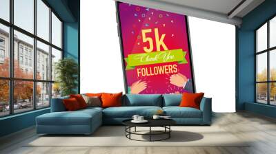 Vector banner Thank you to the followers of 5000 subscribers of the approval gadget Wall mural