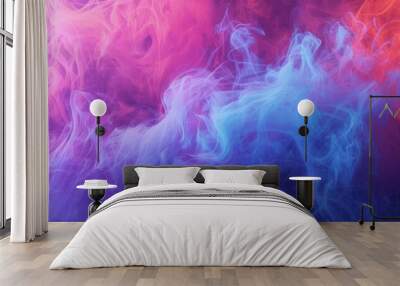 3D illustration Abstract digital neon graphic smoke light background. Generate AI image Wall mural