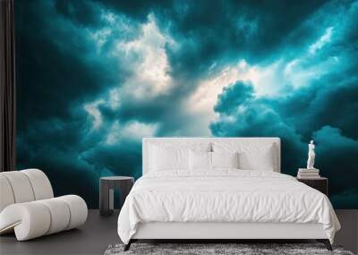 A dramatic and dark image of storm clouds, hinting at the intensity of the weather Wall mural