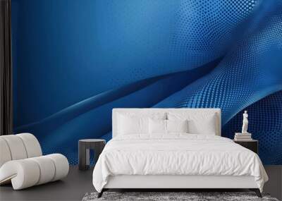 Abstract blue halftone and smooth lines texture background. Generated AI image Wall mural