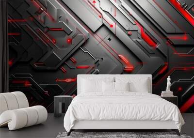 Background steel wall structure technology cyberpunk style aesthetic. AI generated image Wall mural