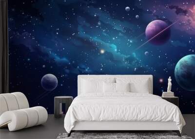 Fantasy Planetary in outer space sky template background Wall mural