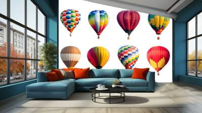 Set of colorful hot air balloons isolated on white background. Wall mural