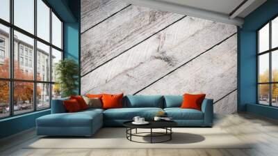 background of natural rough light wooden boards Wall mural