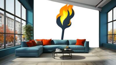 burning match on a black background Wall mural