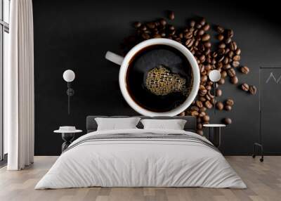 coffee, black coffee, drip coffee, making coffee in low-light black Wall mural