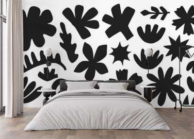 Cut out abstract organic shapes Collage floral set Wall mural