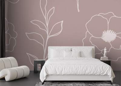 Floral seamless pattern with blossom flowers Wall mural