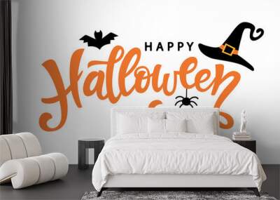 Happy Halloween typography poster with handwritten calligraphy text Wall mural