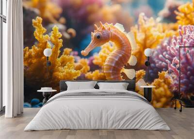 the beauty of seahorses with striking colors Wall mural