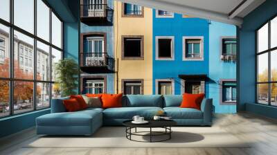 Colorblock buildings Wall mural