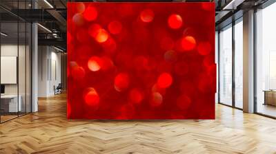 Holiday bokeh red lights background Wall mural