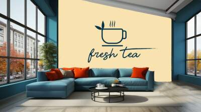 Tea point logo. Tea bar emblem. Internet shop. Teapot or kettle and letters on a bright background.tea vector logo Wall mural