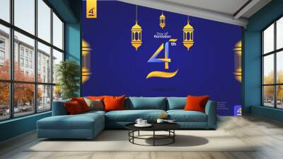 4th day of Ramadan icon and logotype. Wall mural