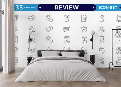 Review ,Feedback, testimonial, customer thin line icons For website marketing design, logo, app, template, ui, etc. Editable stroke outline icon.
 Wall mural