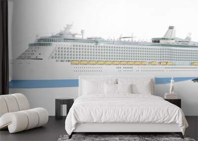 Beautiful huge cruise ship isolated on white background. 3D rendering Wall mural