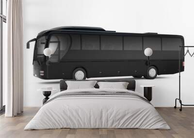 Black big tour bus isolated on a white background. 3D rendering Wall mural