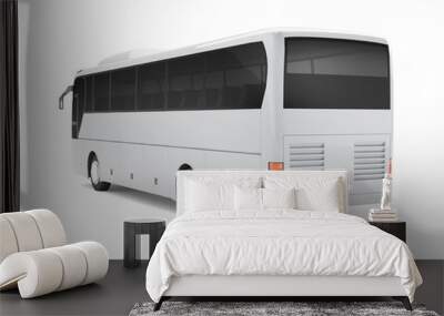 white big tour bus isolated on a white background. 3d rendering. back view Wall mural